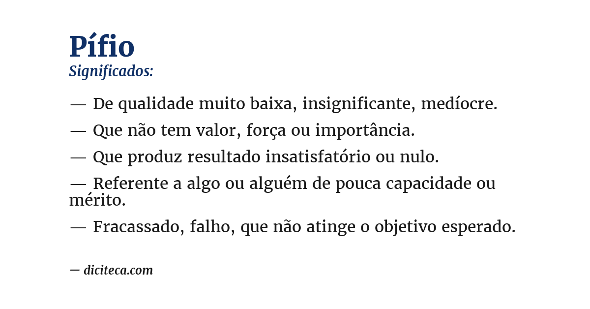 Significado de pífio