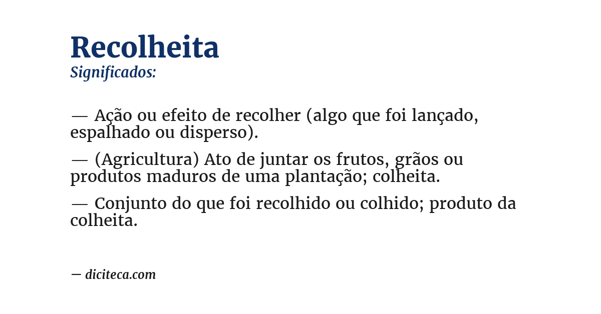 Significado de recolheita