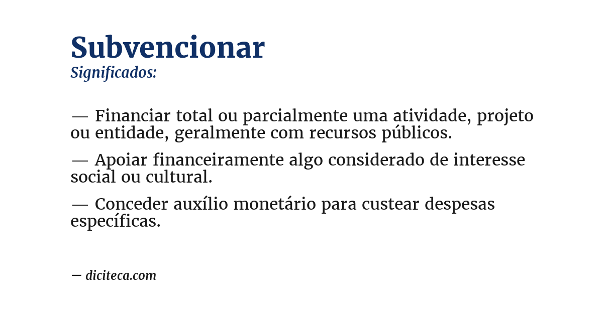 Significado de subvencionar