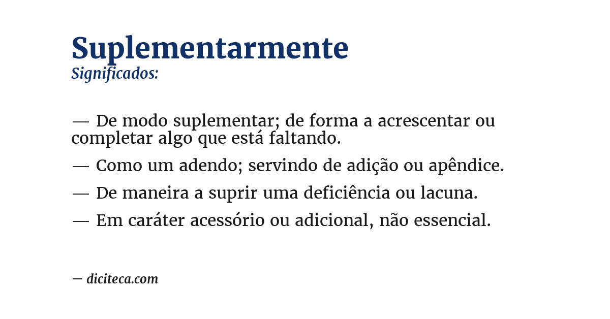 Significado de suplementarmente