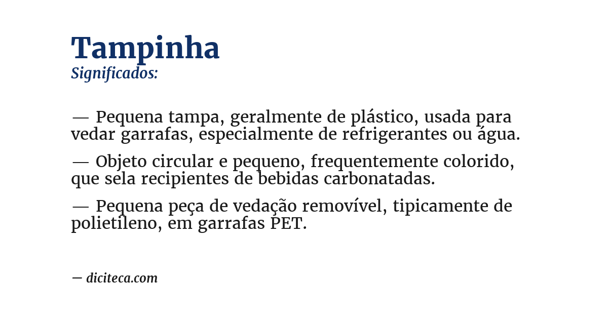 Significado de tampinha