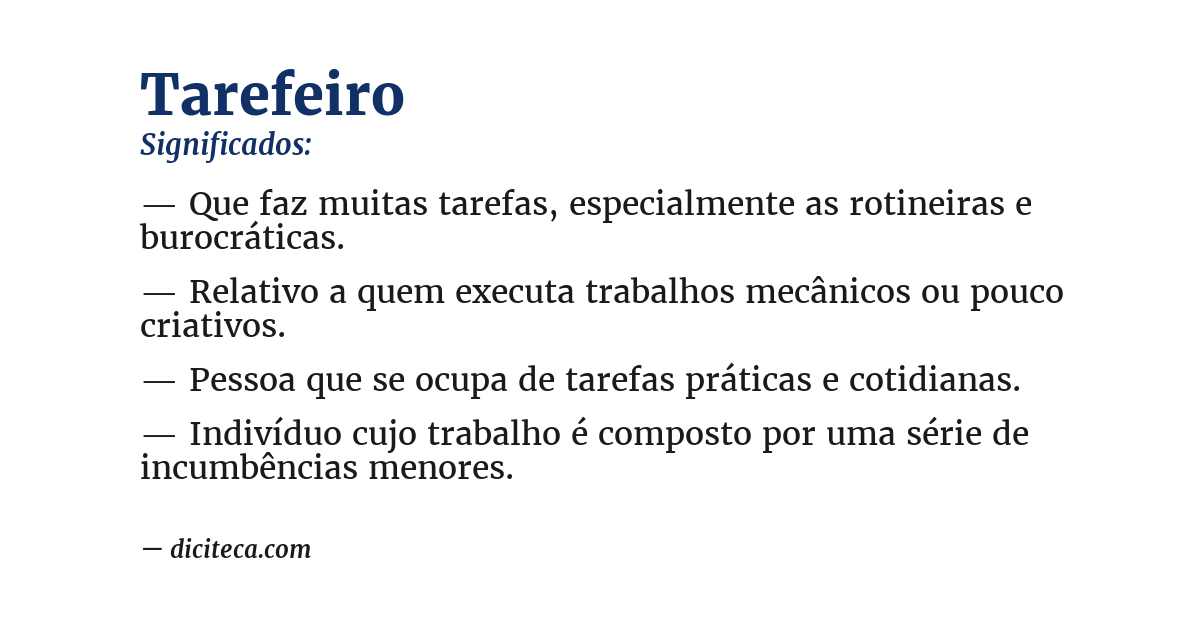 Significado de tarefeiro
