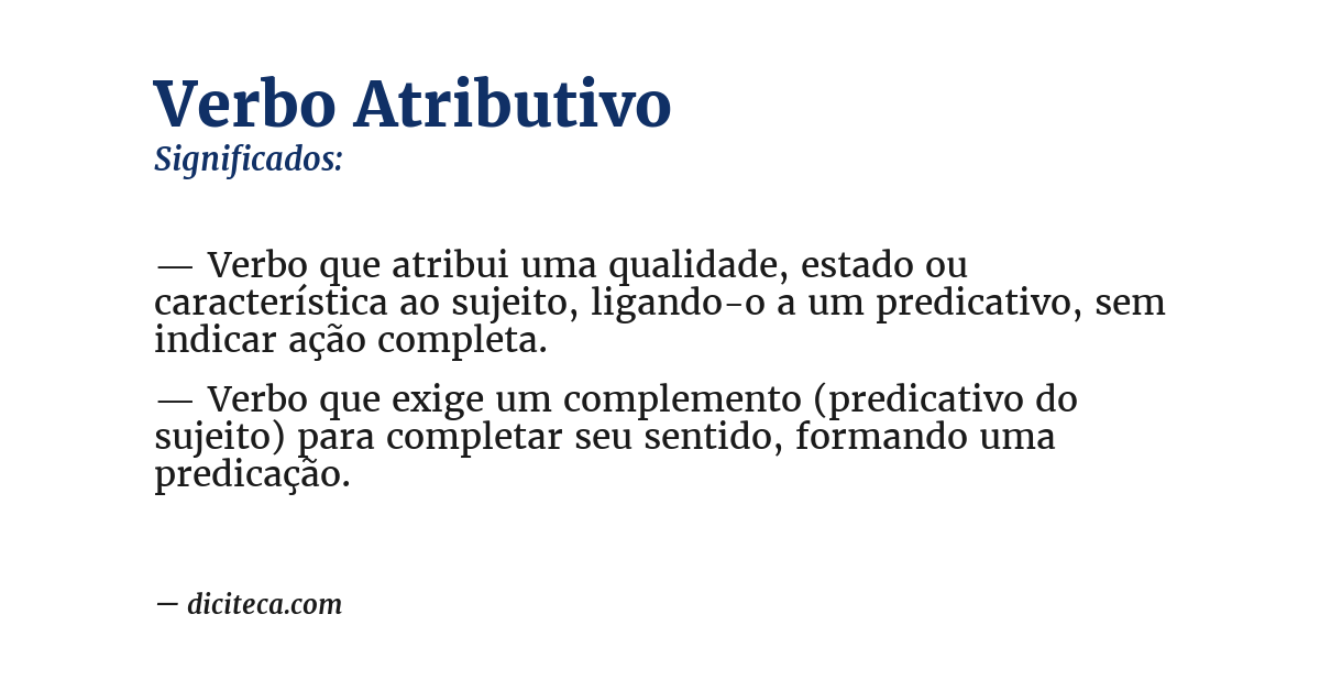 Significado de verbo atributivo