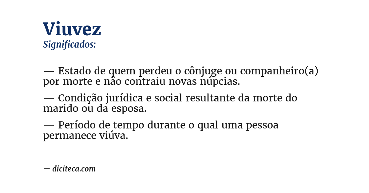 Significado de viuvez