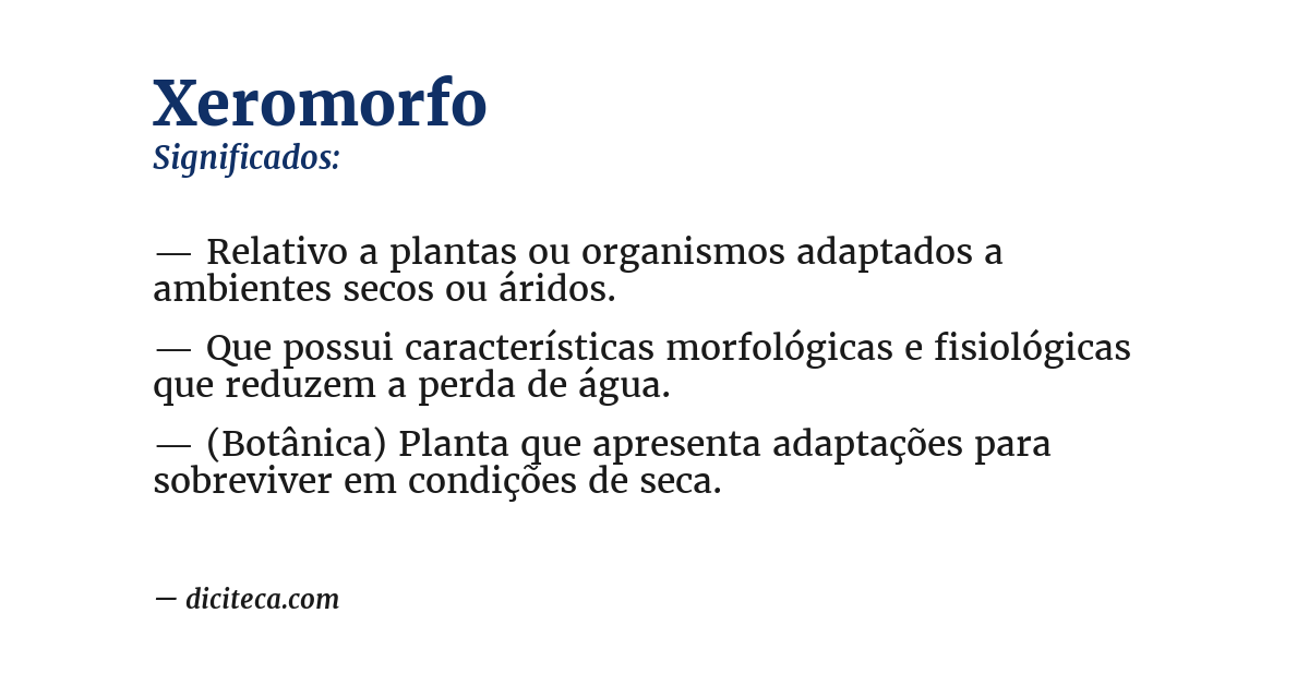 Significado de xeromorfo
