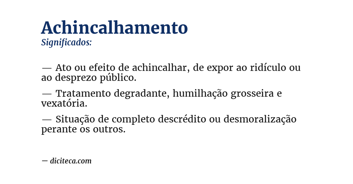 Significado de achincalhamento