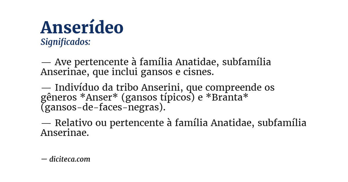 Significado de anserídeo
