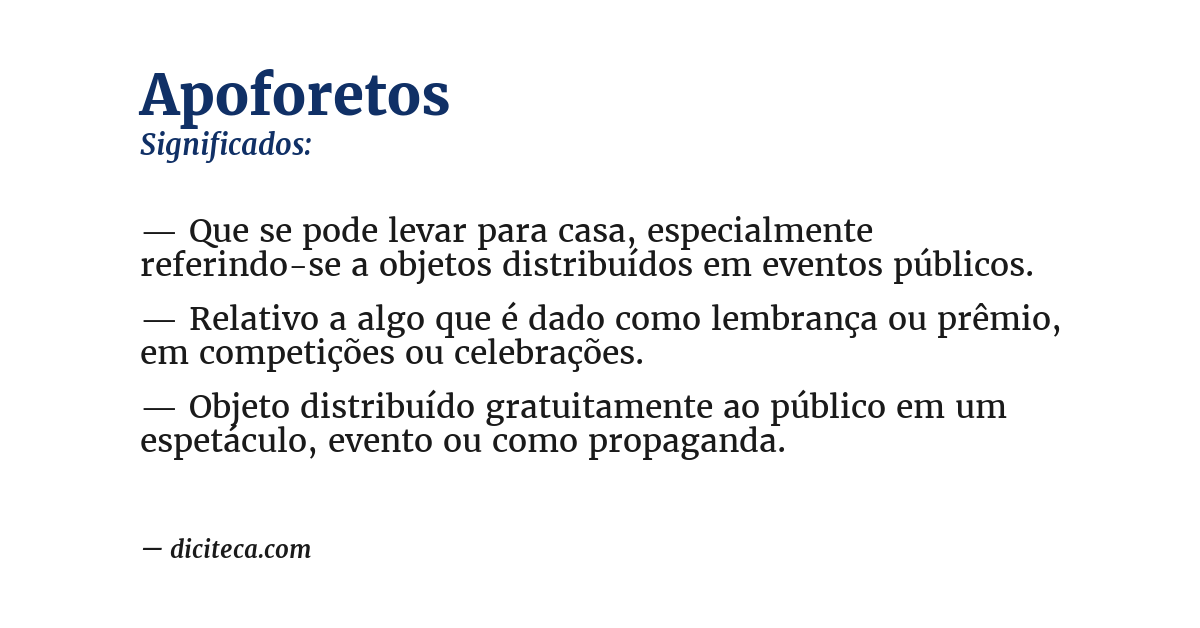 Significado de apoforetos