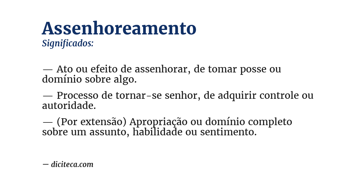 Significado de assenhoreamento
