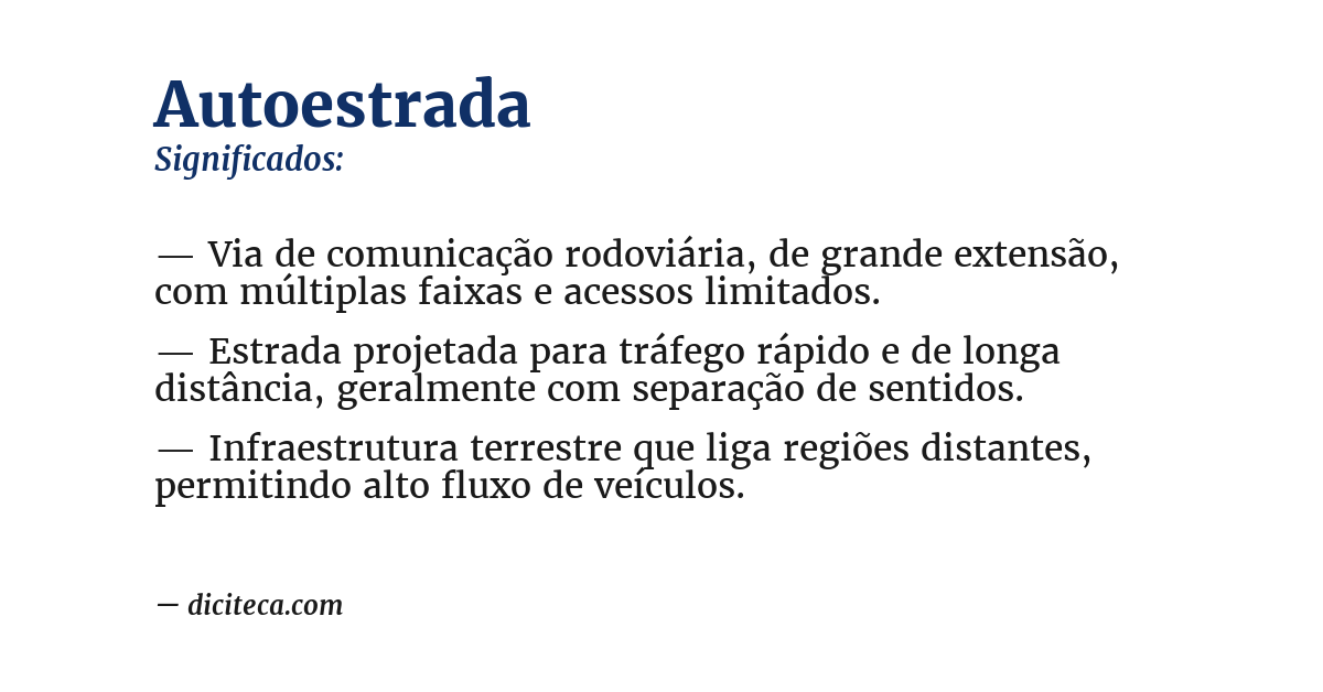 Significado de autoestrada