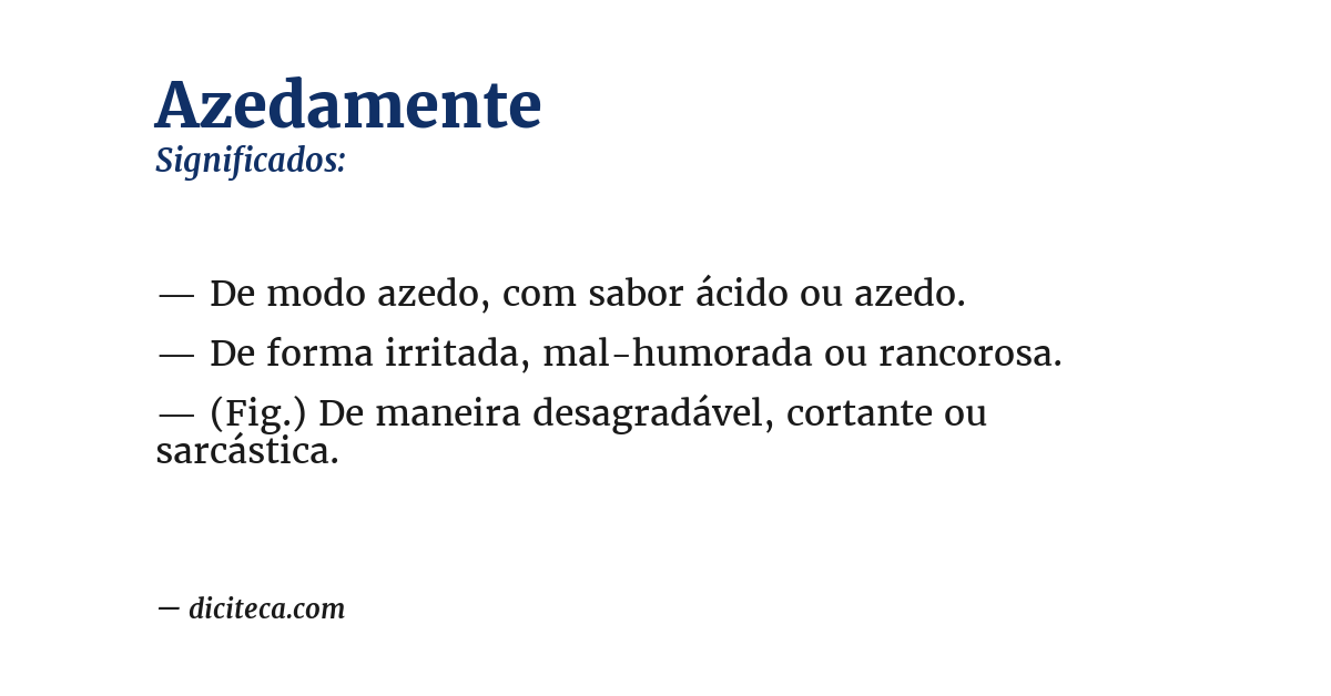 Significado de azedamente