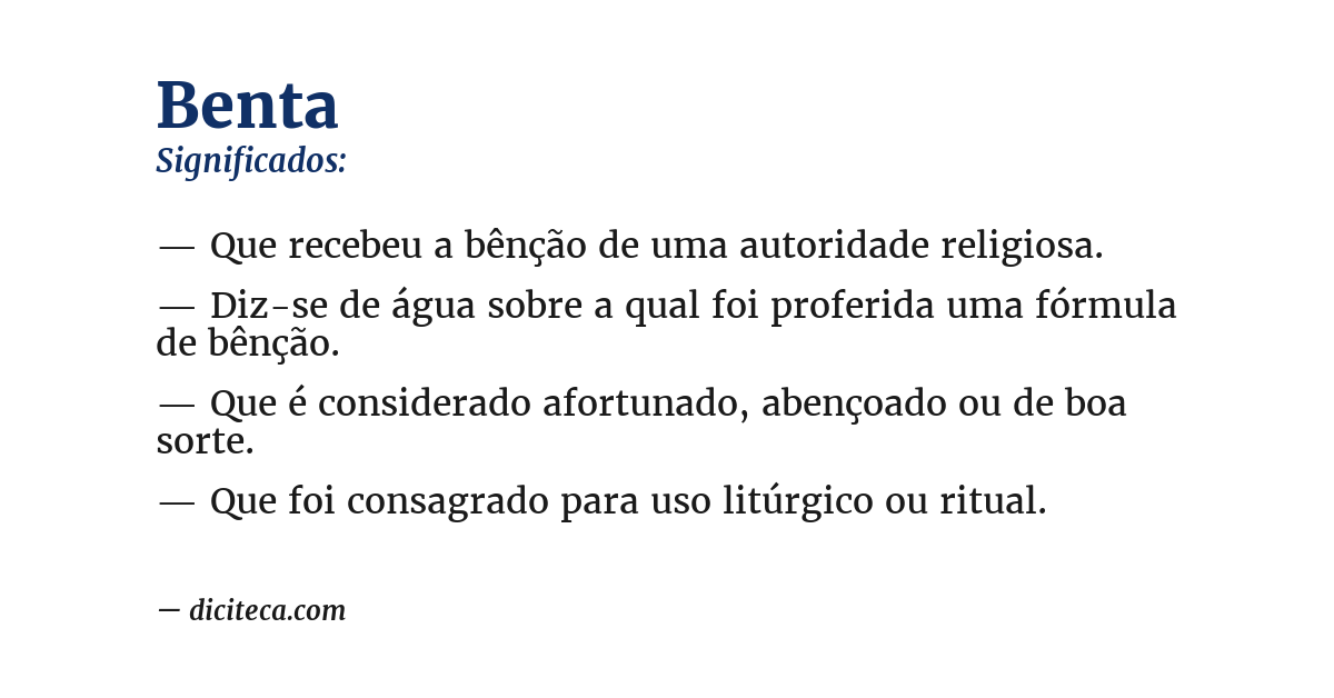 Significado de benta