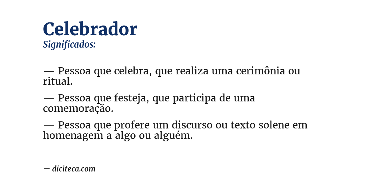 Significado de celebrador
