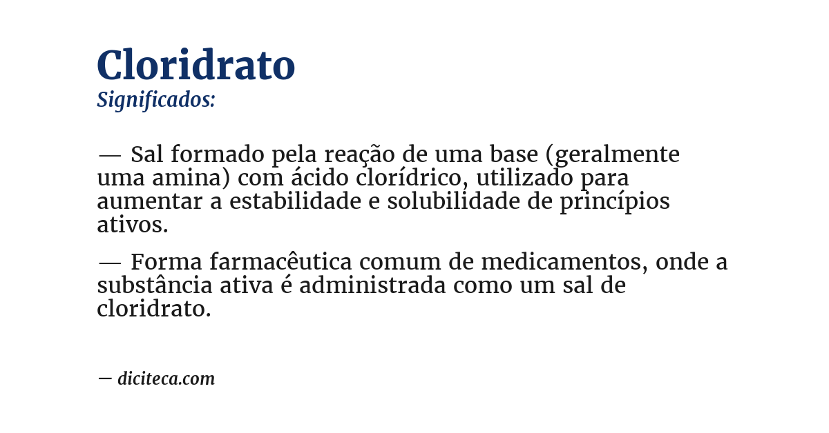 Significado de cloridrato