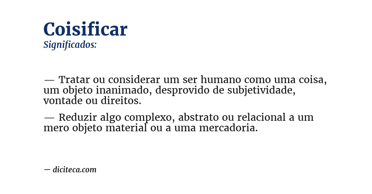 Significado de coisificar