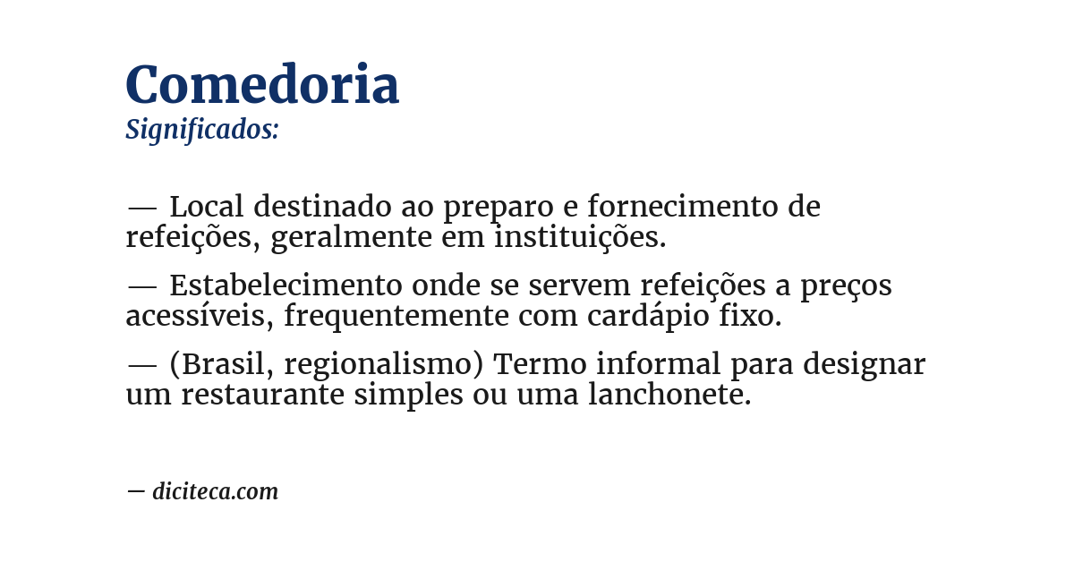 Significado de comedoria