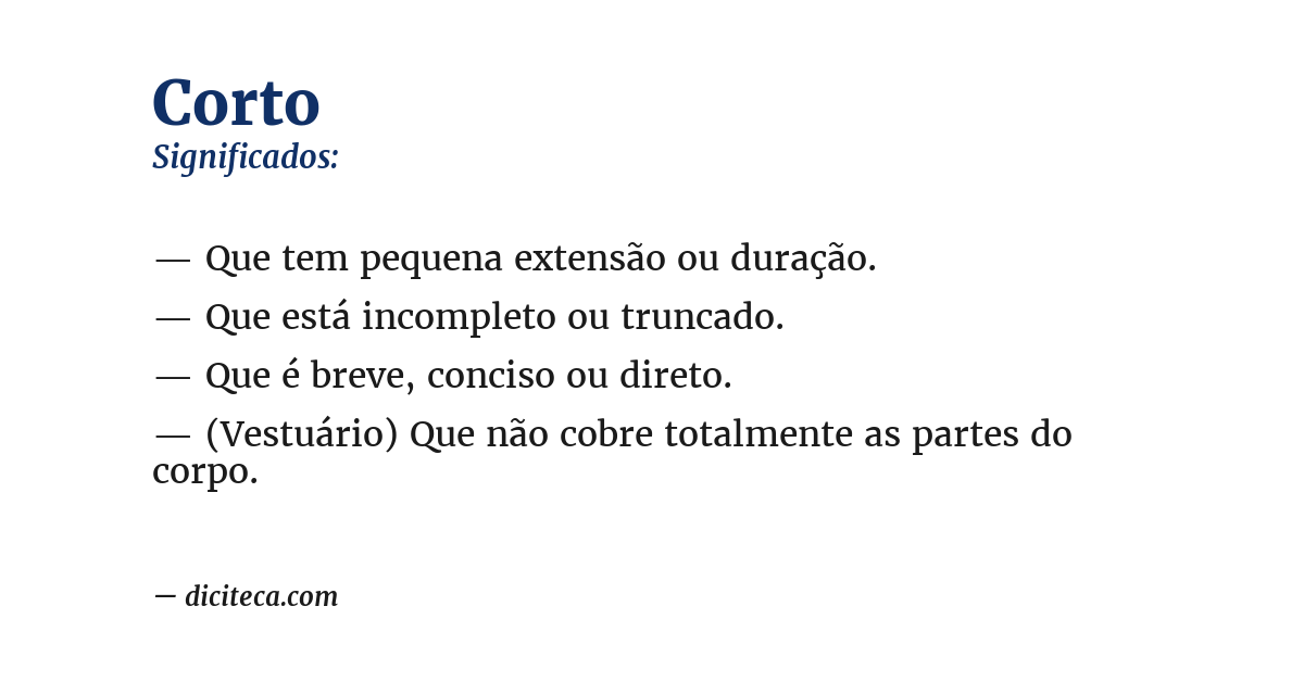 Significado de corto