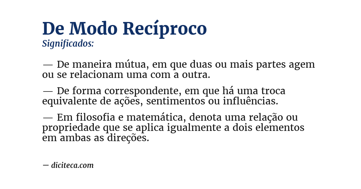 Significado de de modo recíproco