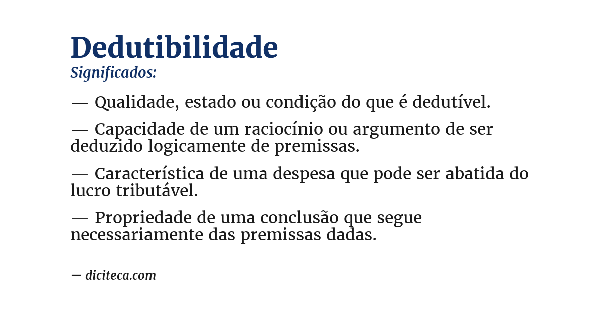 Significado de dedutibilidade