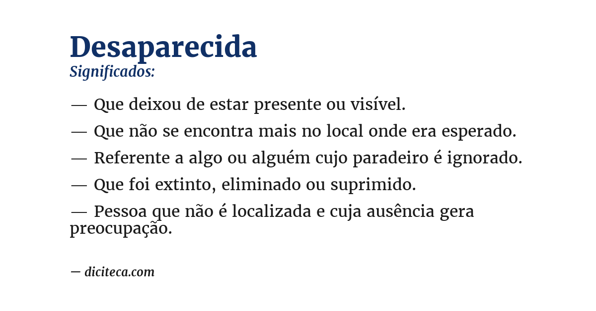 Significado de desaparecida
