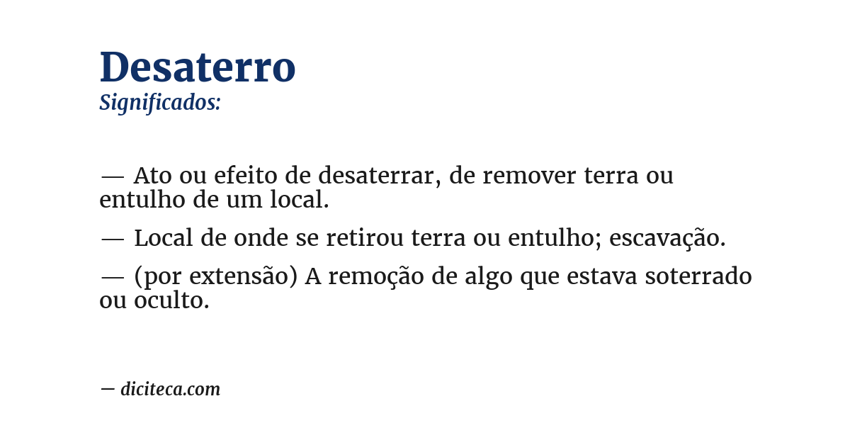 Significado de desaterro