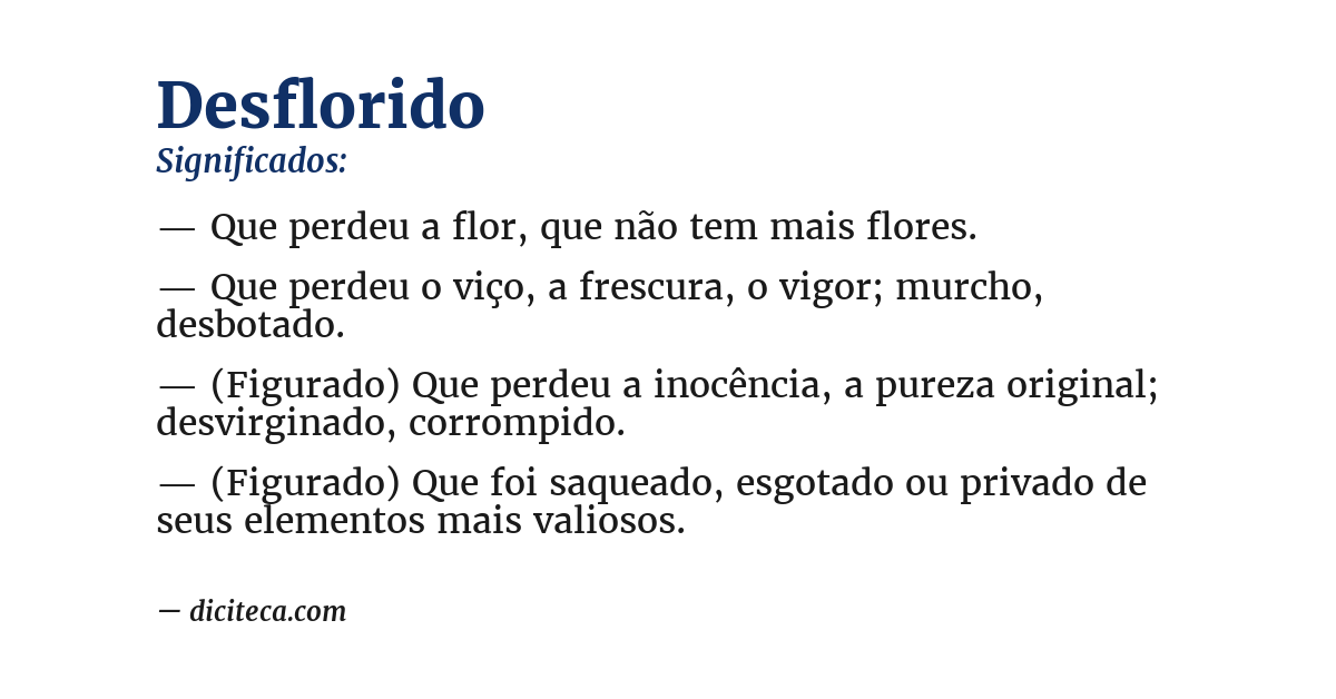 Significado de desflorido