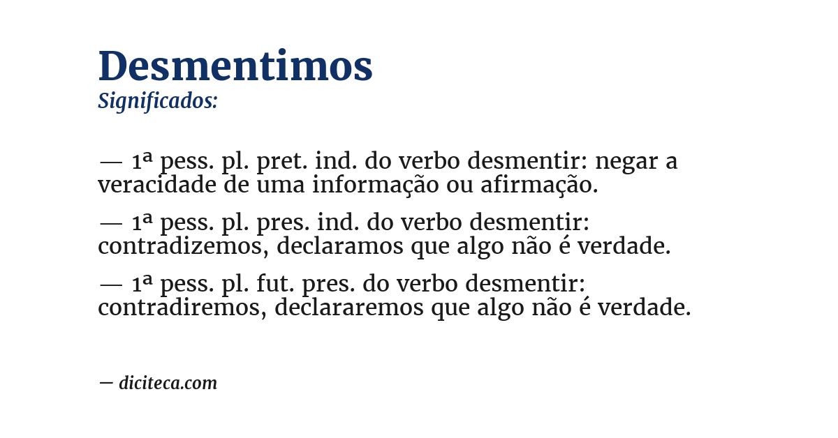Significado de desmentimos