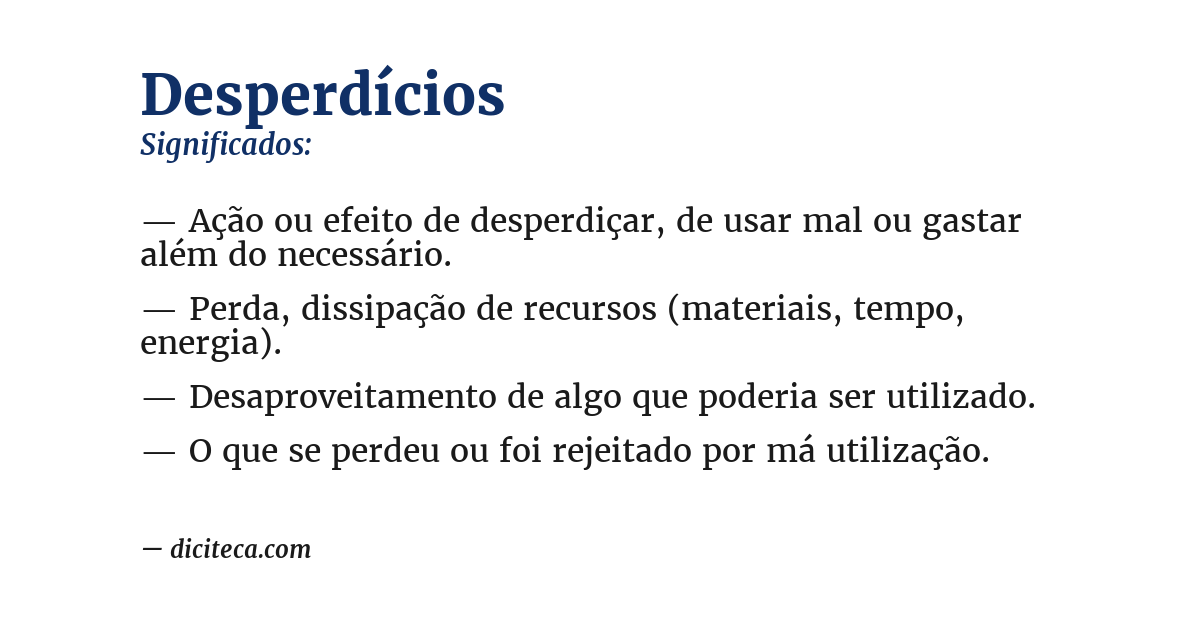 Significado de desperdícios