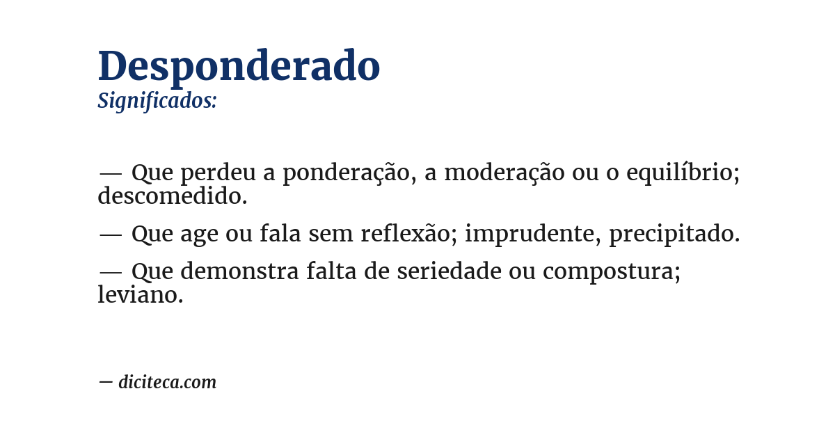 Significado de desponderado