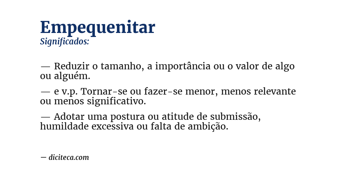 Significado de empequenitar