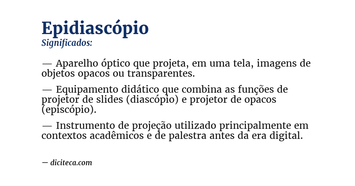 Significado de epidiascópio