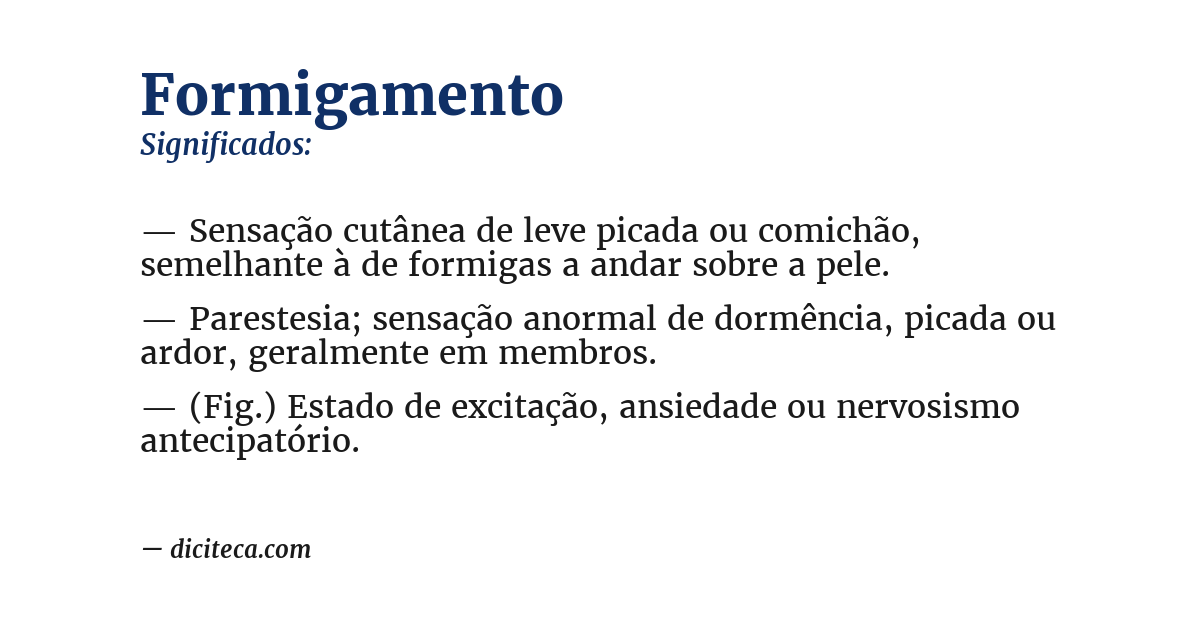 Significado de formigamento