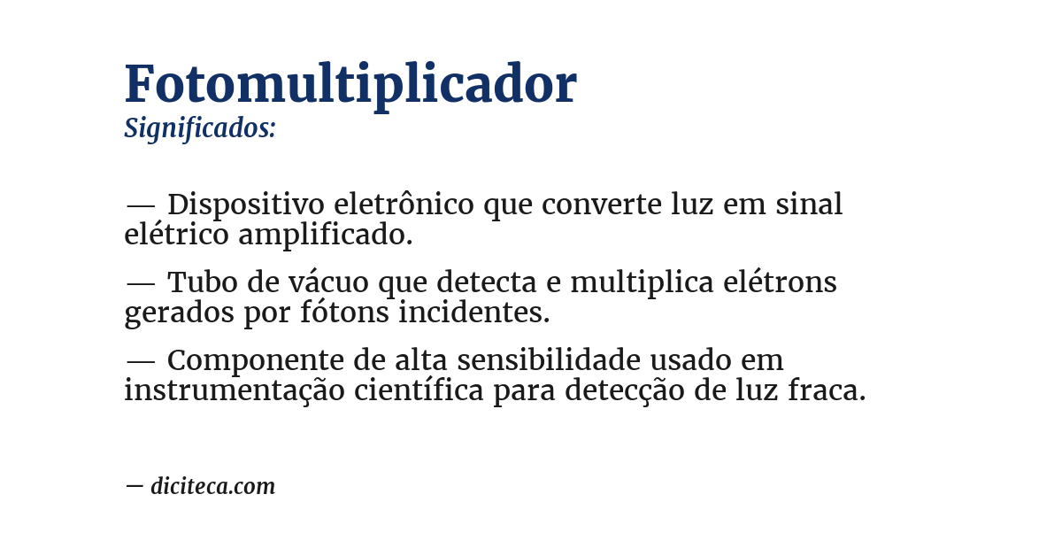 Significado de fotomultiplicador