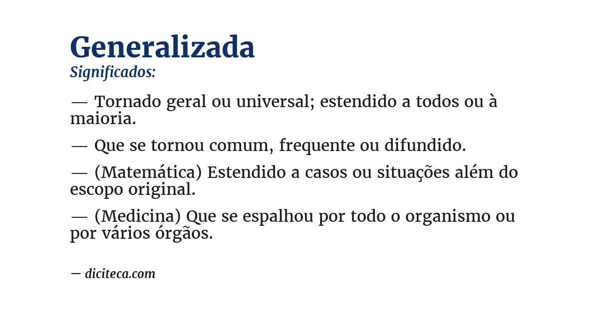 Significado de generalizada