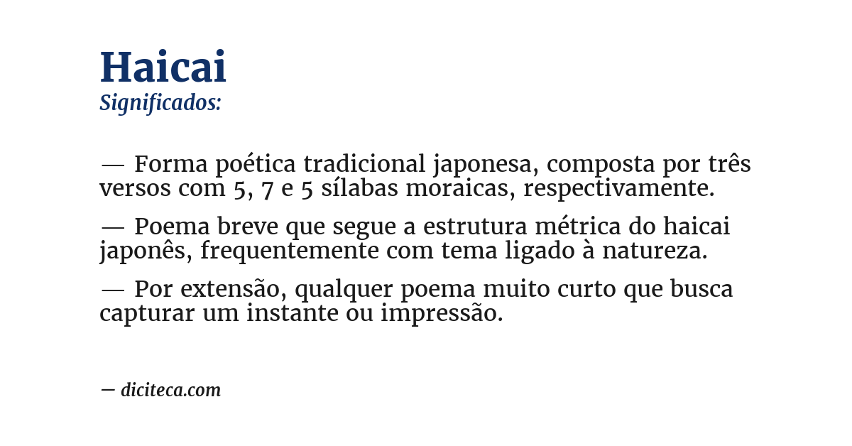 Significado de haicai
