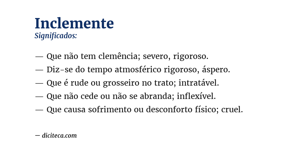 Significado de inclemente