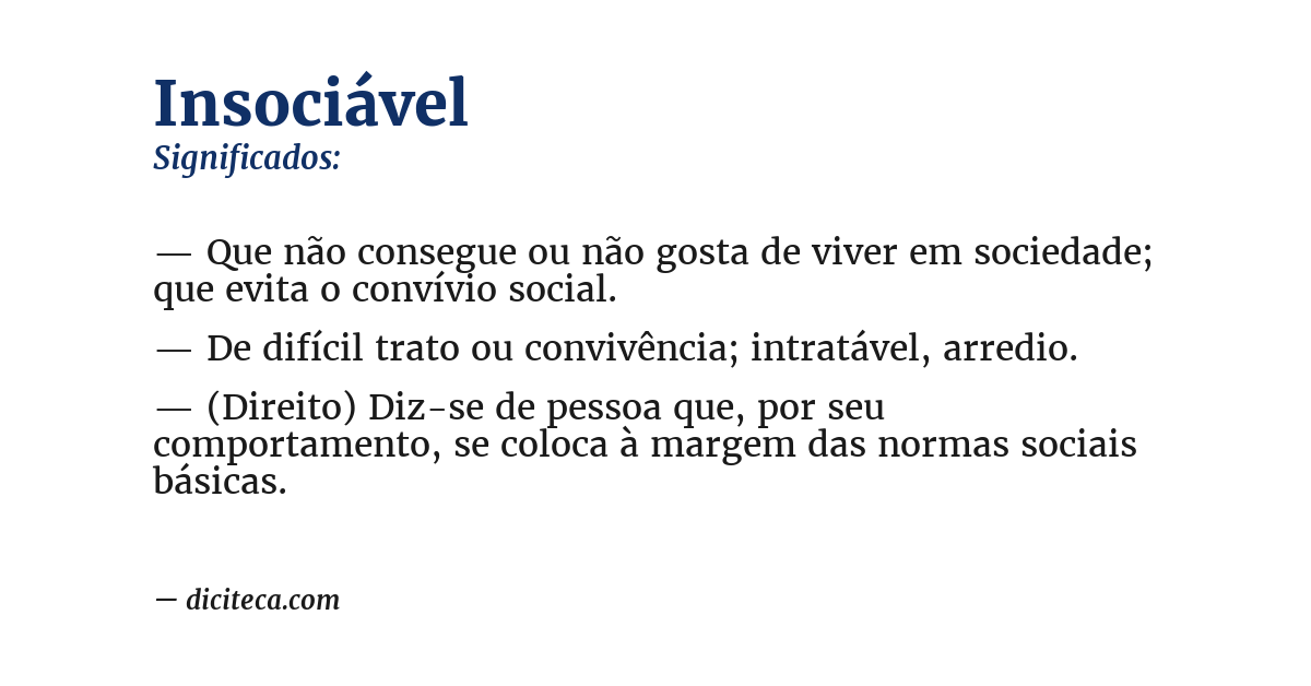 Significado de insociável