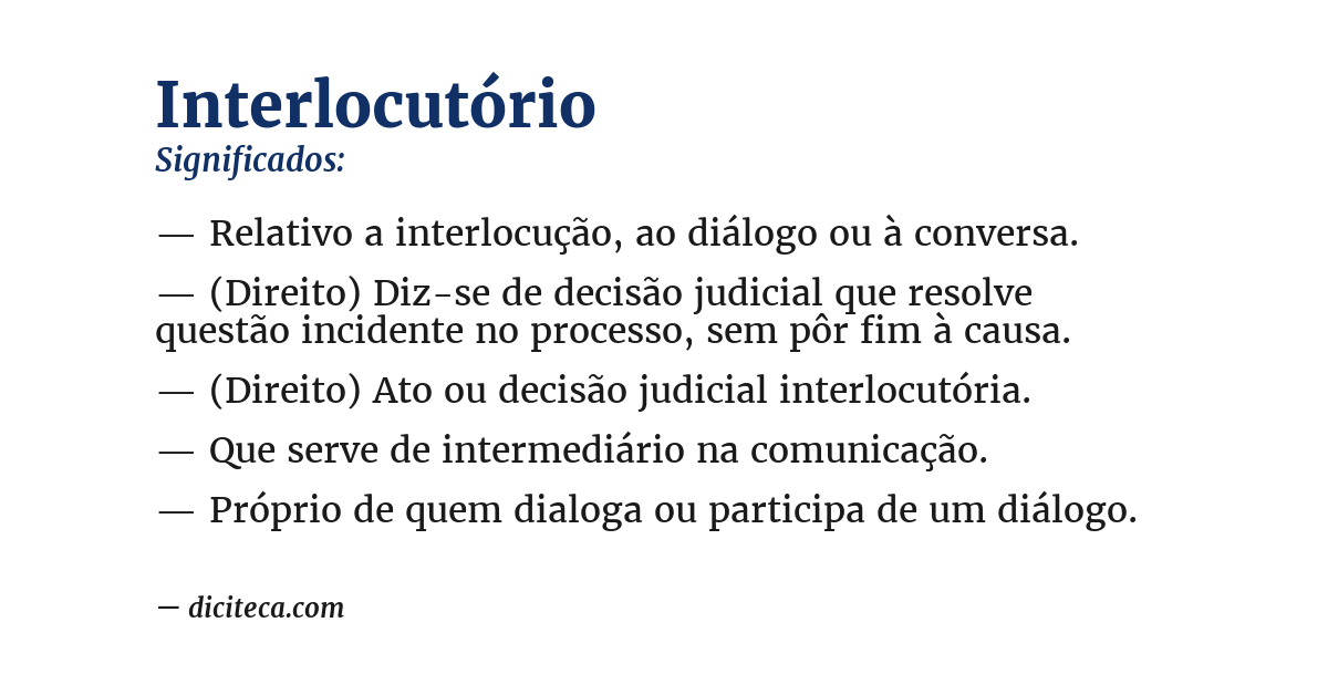 Significado de interlocutório