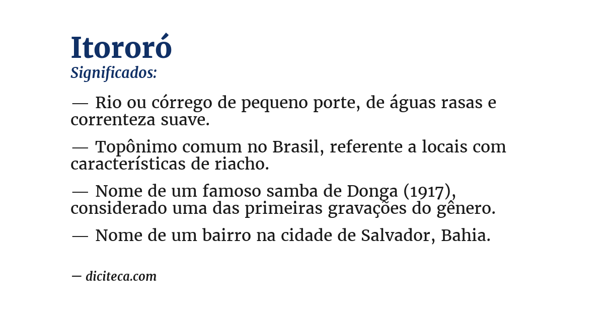 Significado de itororó