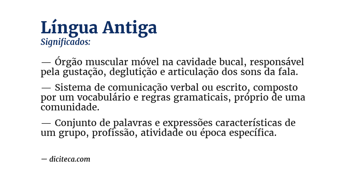 Significado de língua antiga
