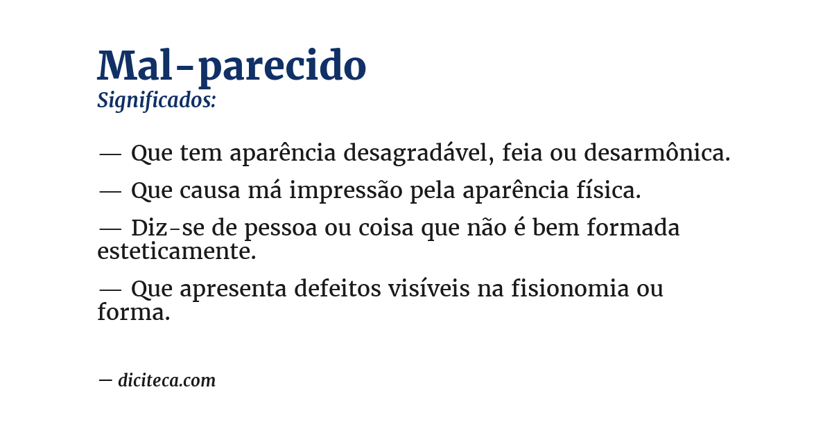 Significado de mal-parecido