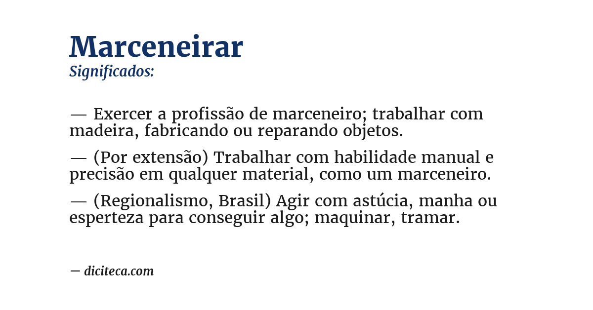 Significado de marceneirar