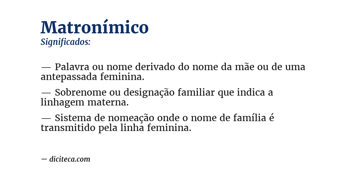 Significado de matronímico