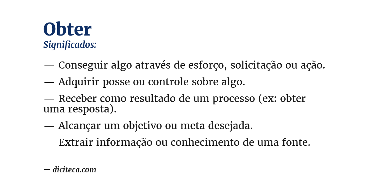 Significado de obter