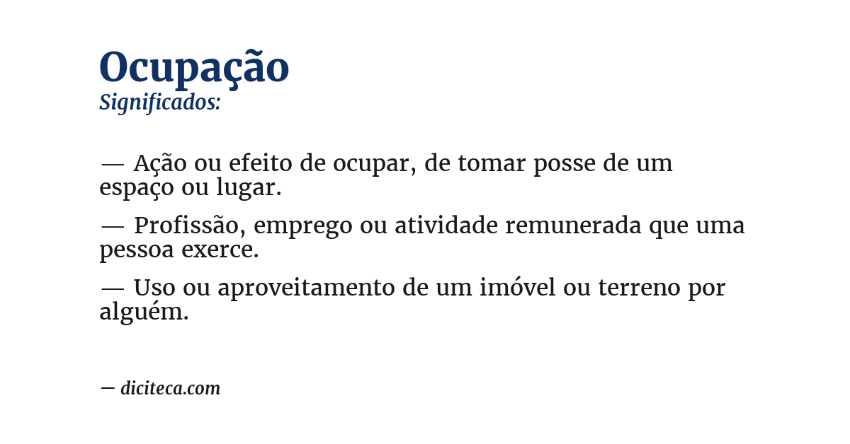 Significado de ocupação