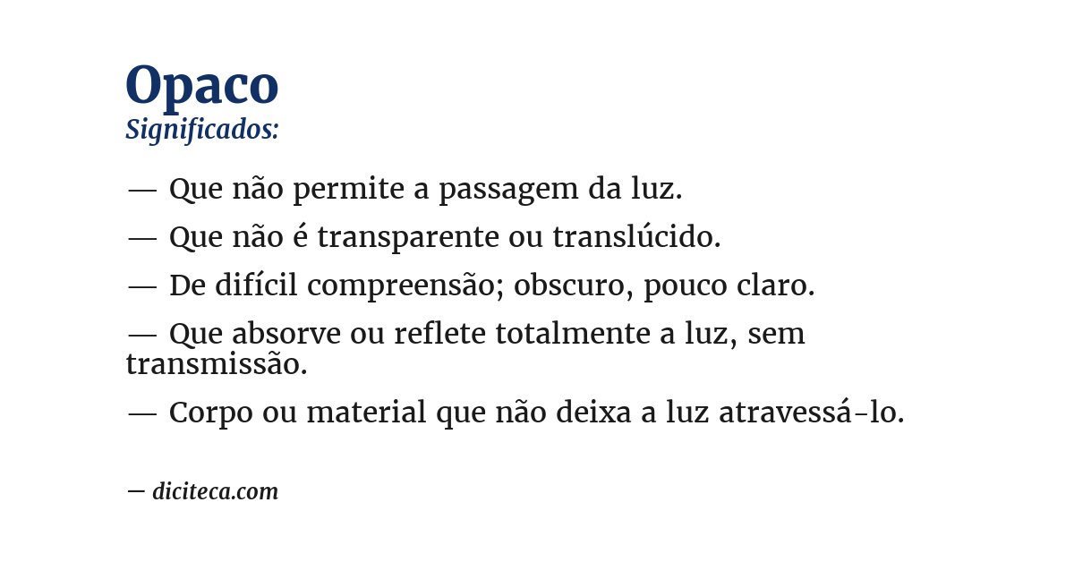 Significado de opaco