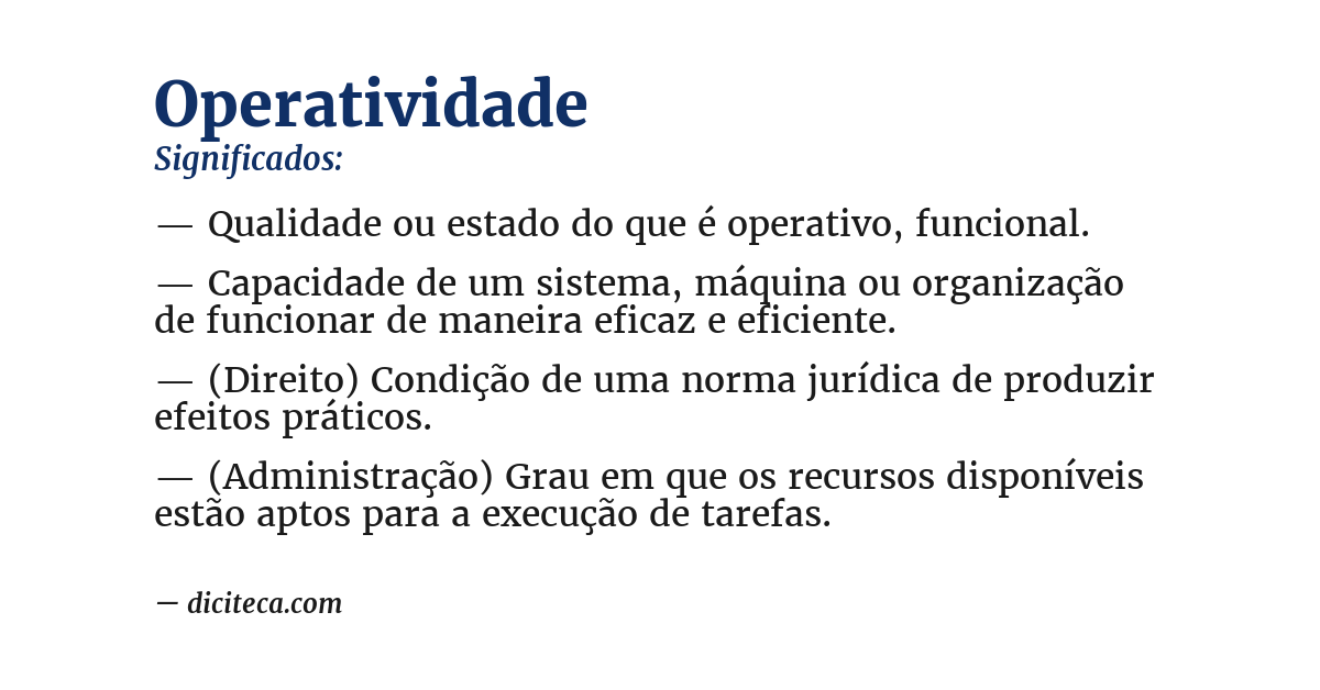 Significado de operatividade