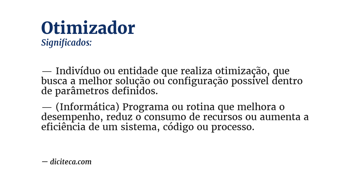 Significado de otimizador