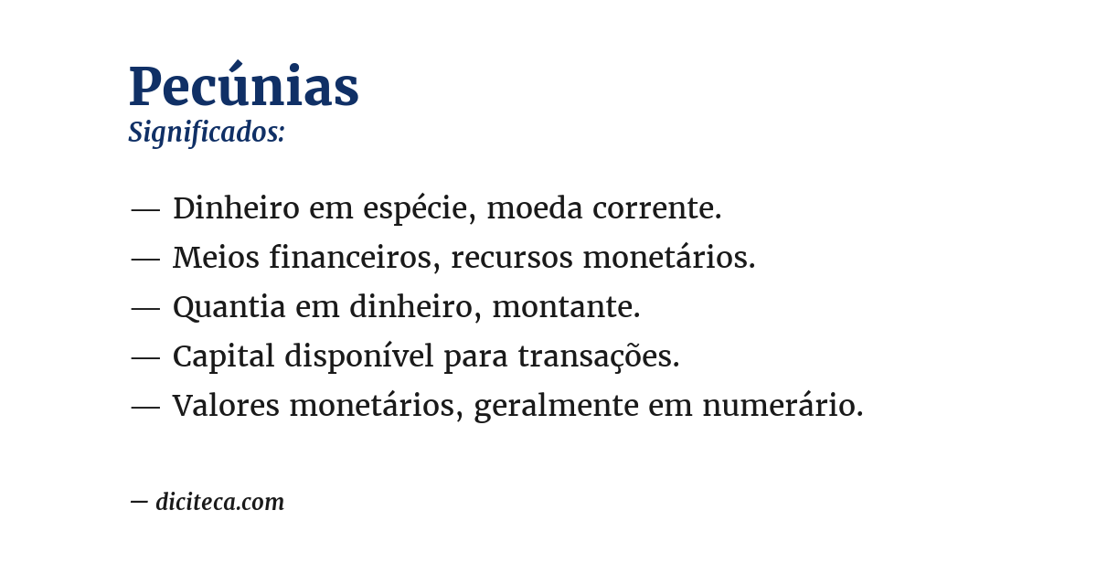 Significado de pecúnias
