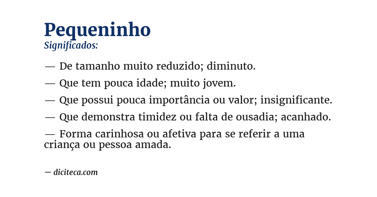 Significado de pequeninho